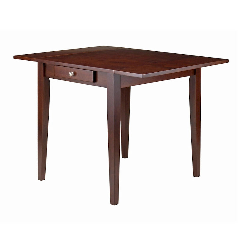 Table à dîner en bois massif à double abattant – Finition noyer