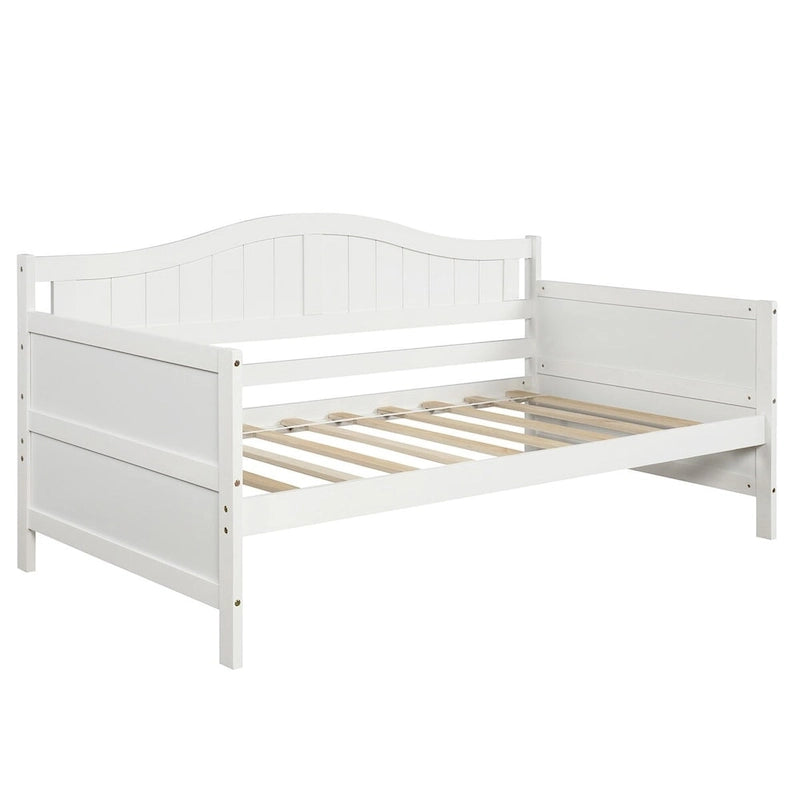 Lit de repos double en pin avec lit gigogne – Design à rainures et languettes