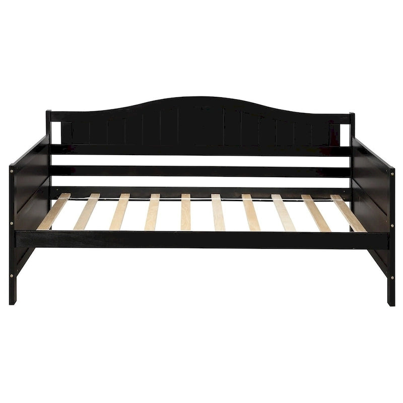 Lit de repos double en pin avec lit gigogne – Design à rainures et languettes