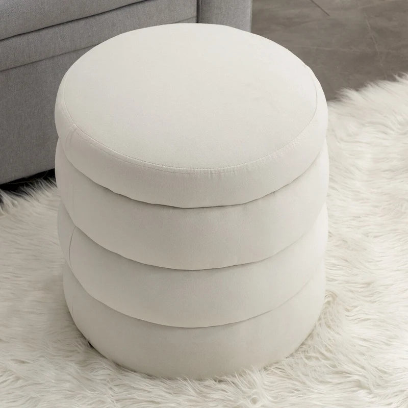 Repose-pieds ottoman rond en velours avec dossier ergonomique