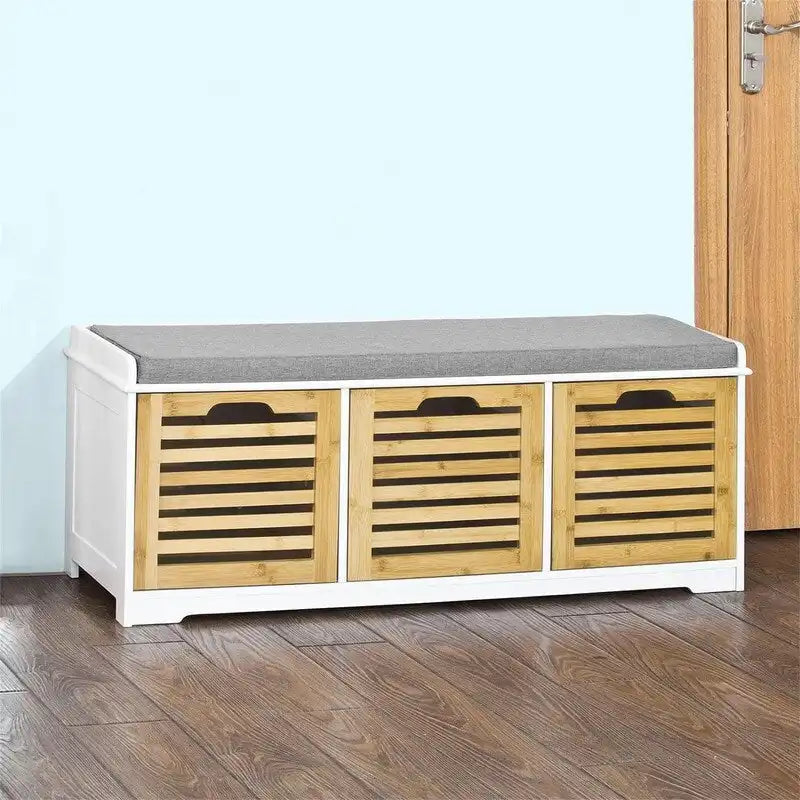 Banc de rangement capitonné avec 3 tiroirs amovibles