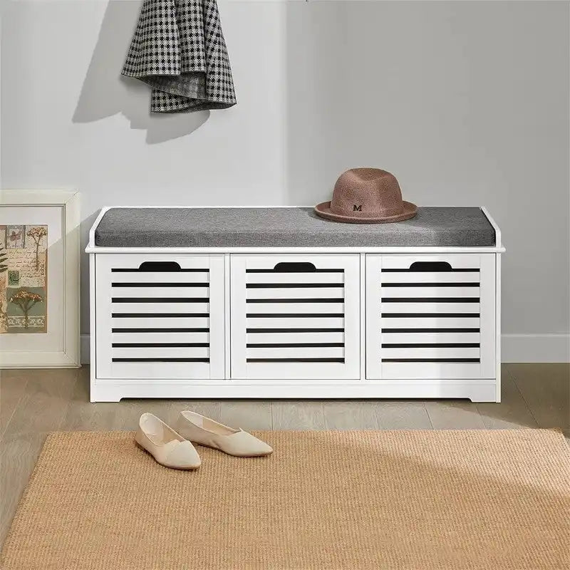 Banc de rangement capitonné avec 3 tiroirs amovibles