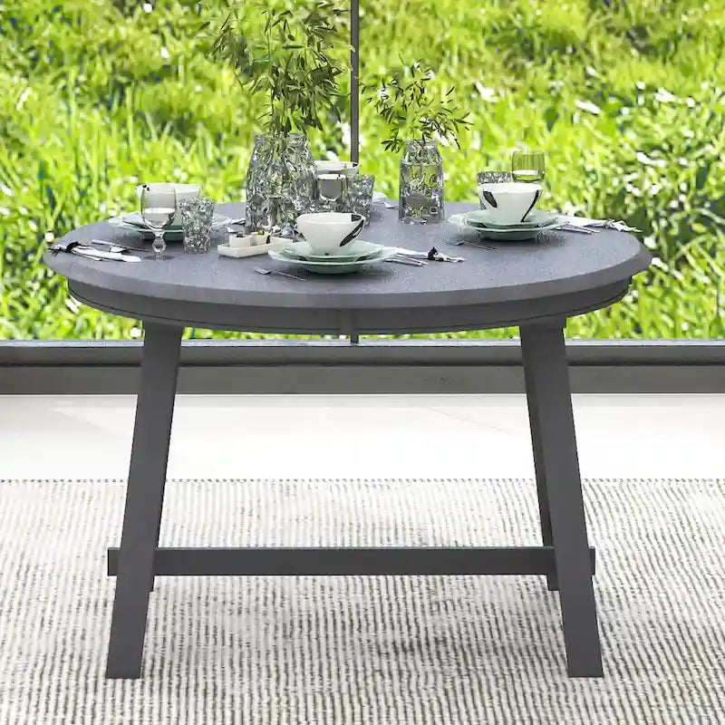 Table à manger ronde extensible en bois avec pieds en hévéa