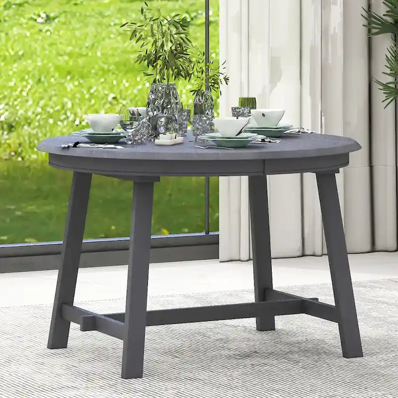 Table à manger ronde extensible en bois avec pieds en hévéa