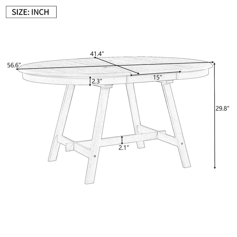 Table à manger ronde extensible en bois avec pieds en hévéa
