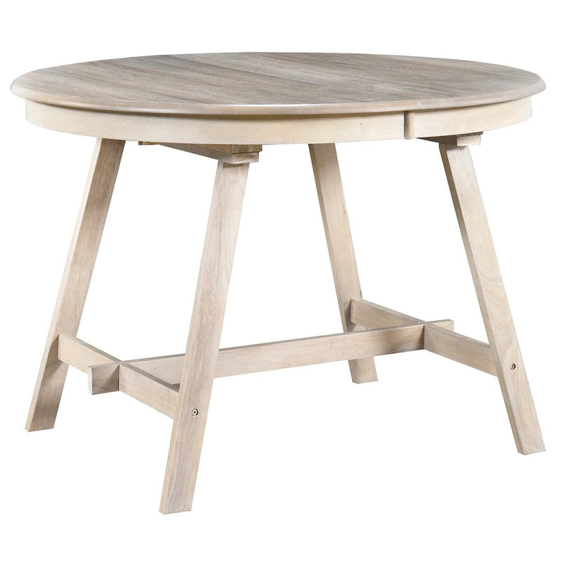 Table à manger ronde extensible en bois avec pieds en hévéa