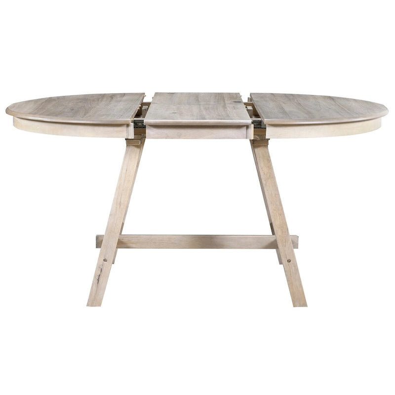 Table à manger ronde extensible en bois avec pieds en hévéa